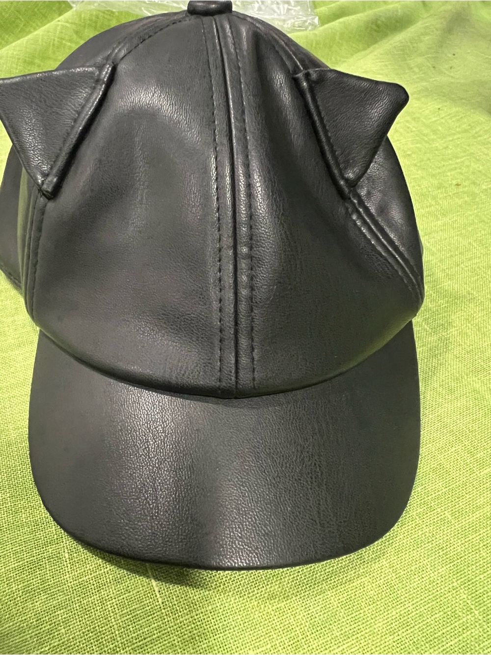 GAP Black Faux Leather Cat Ear Baseball Cap kids 2/3 years